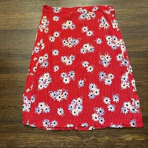 Madewell Red Floral A-Line Skirt